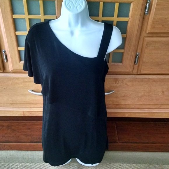 Slinky Brand Tops - Slinky Brand Black One Shoulder Top Small